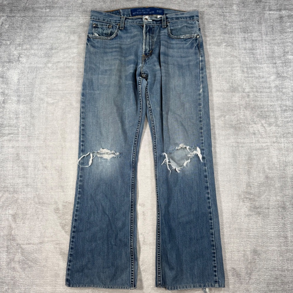 Levis Jeans Womens 30X32 Blue Vintage Y2K 527 Low Bootcut Distressed Thrashed